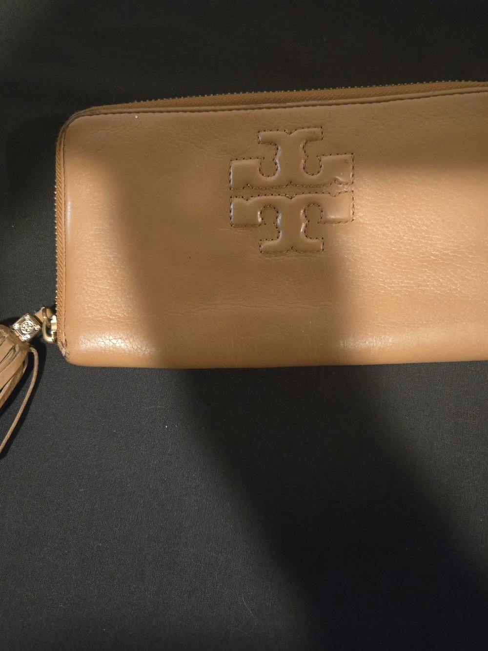 Tory Burch Tan Leather Zip Wallet